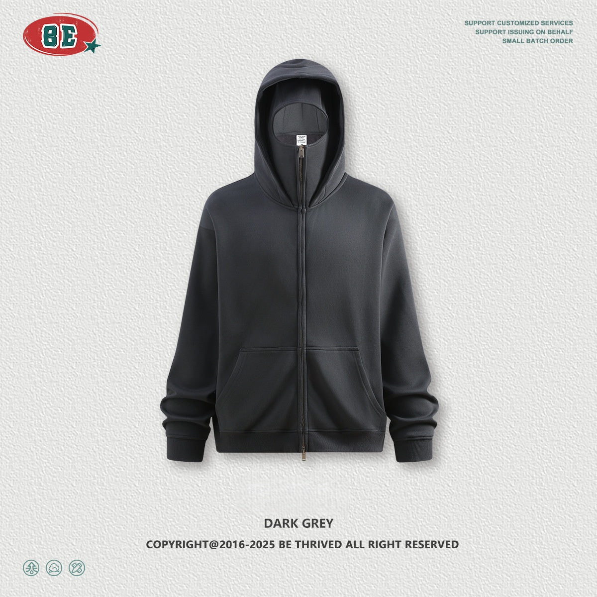 Men's Technical Fleece Hoodie - Oversized Pullover with Face Guard