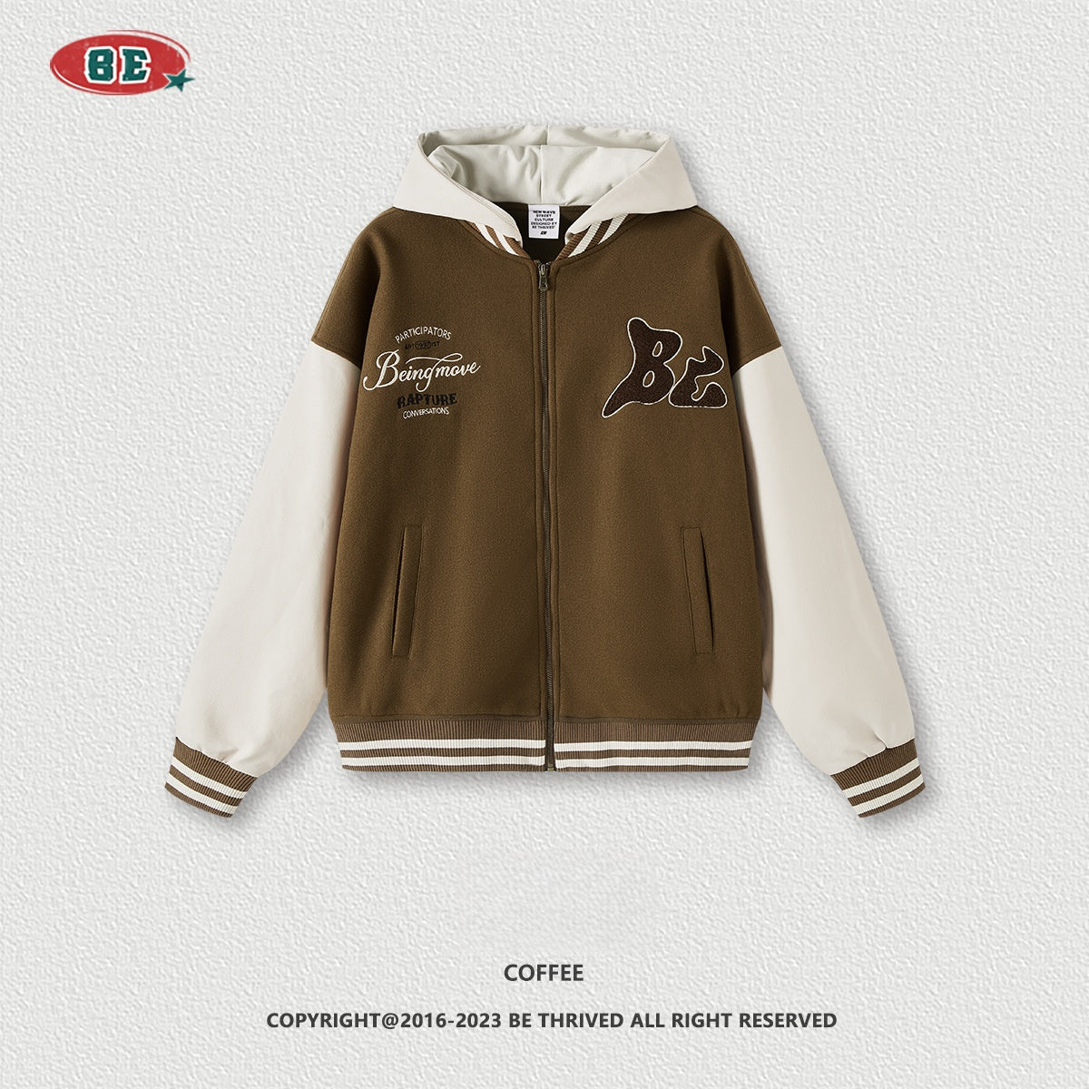 Men's Embroidered Baseball Jacket - Heavyweight Quilted Bomber, Hooded Jacket