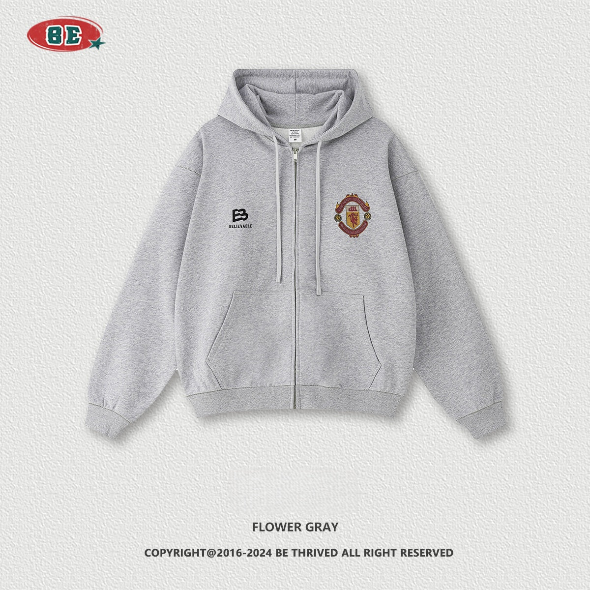 Men's 440gsm Zip Hoodie - Heavyweight Fleece Jacket, Vintage Sportswear Style