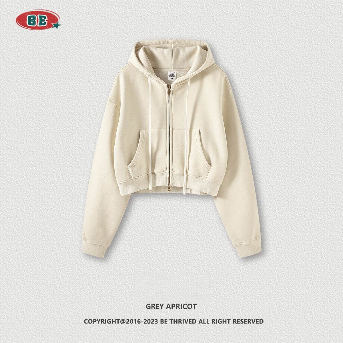 Women's Cropped Fleece Hoodie - Vintage Washed, Zip-Up Jacket