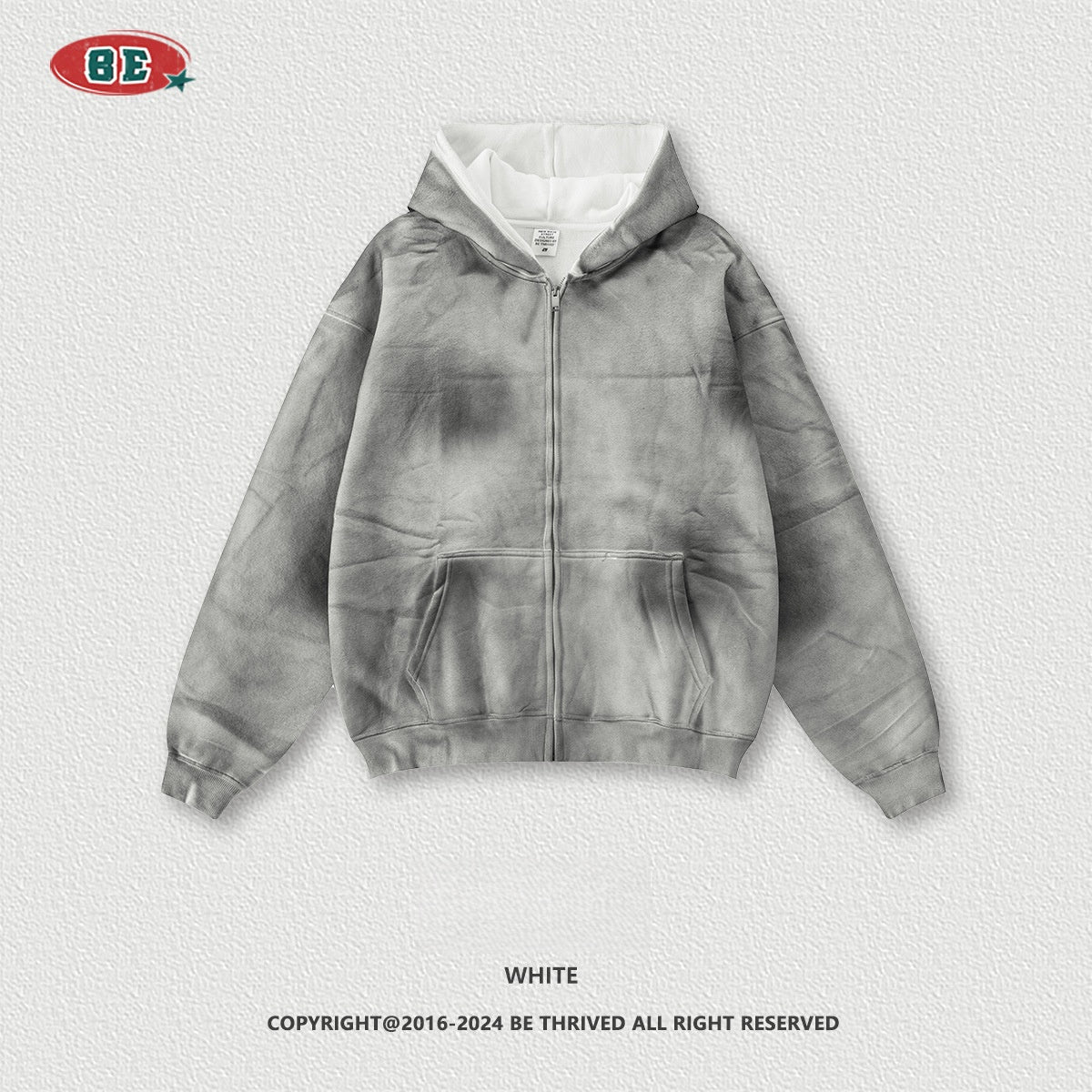 Men's Tie Dye Jacket - Hand-Dyed Zip-Up, Washed Gradient Streetwear