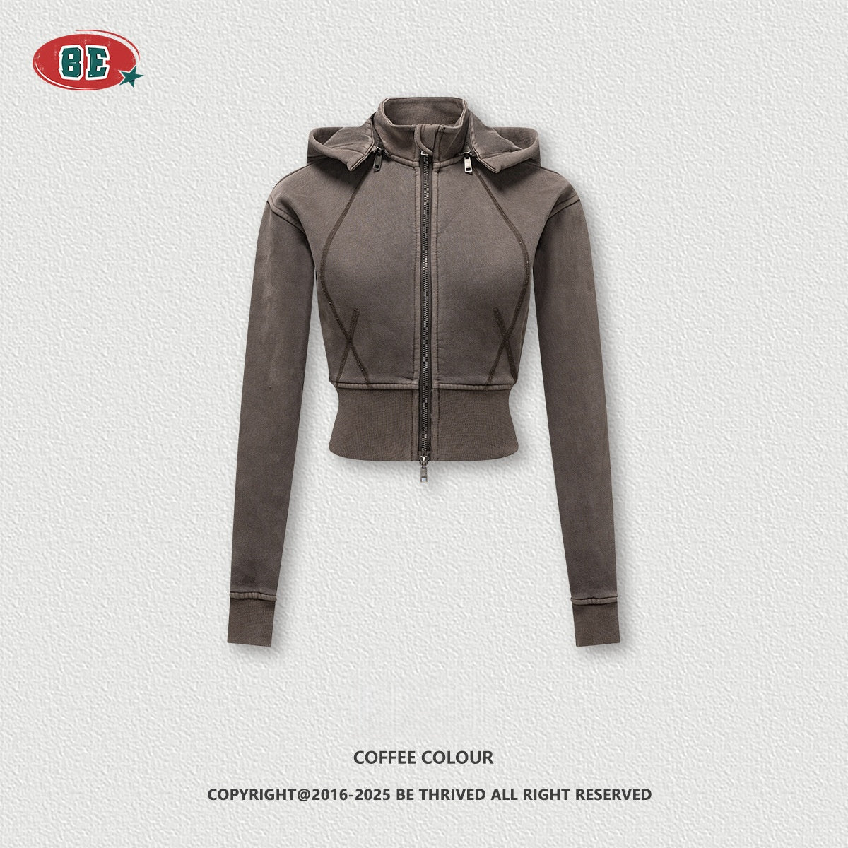 Women's Cropped Fleece Hoodie - Removable Hood, Fitted Zip-Up Jacket