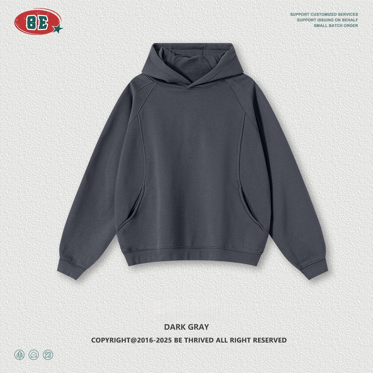 Men's Fleece Hoodie - Oversized Pullover, Raglan Sleeve Design