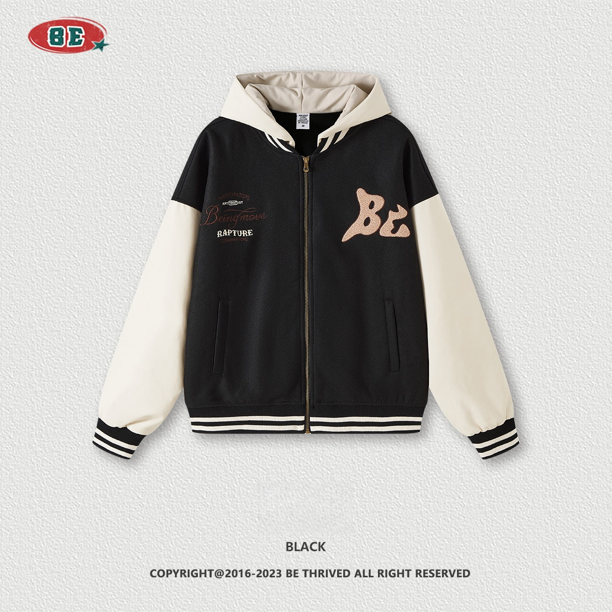 Men's Embroidered Baseball Jacket - Heavyweight Quilted Bomber, Hooded Jacket