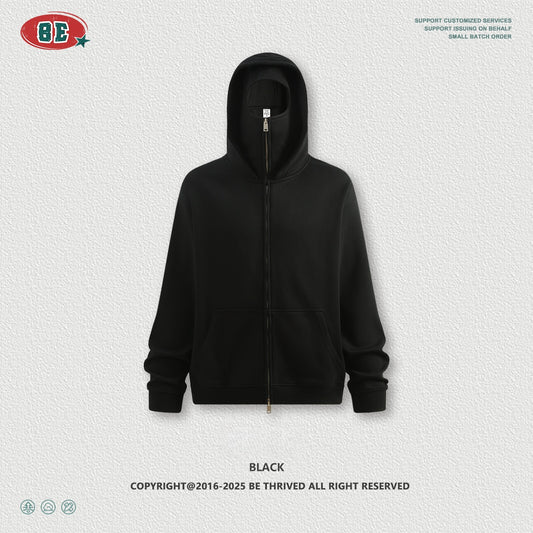 Men's Technical Fleece Hoodie - Oversized Pullover with Face Guard