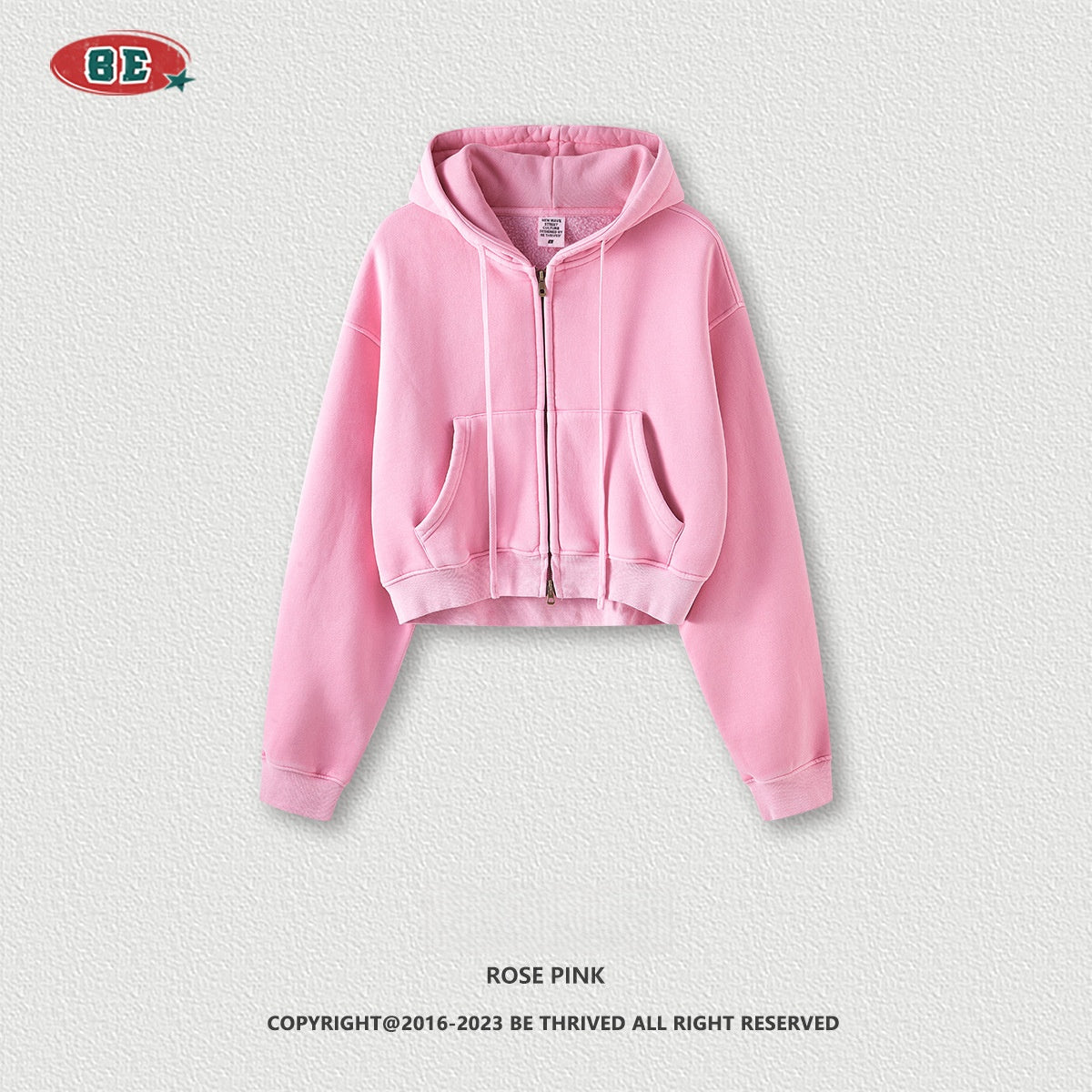 Women's Cropped Fleece Hoodie - Vintage Washed, Zip-Up Jacket