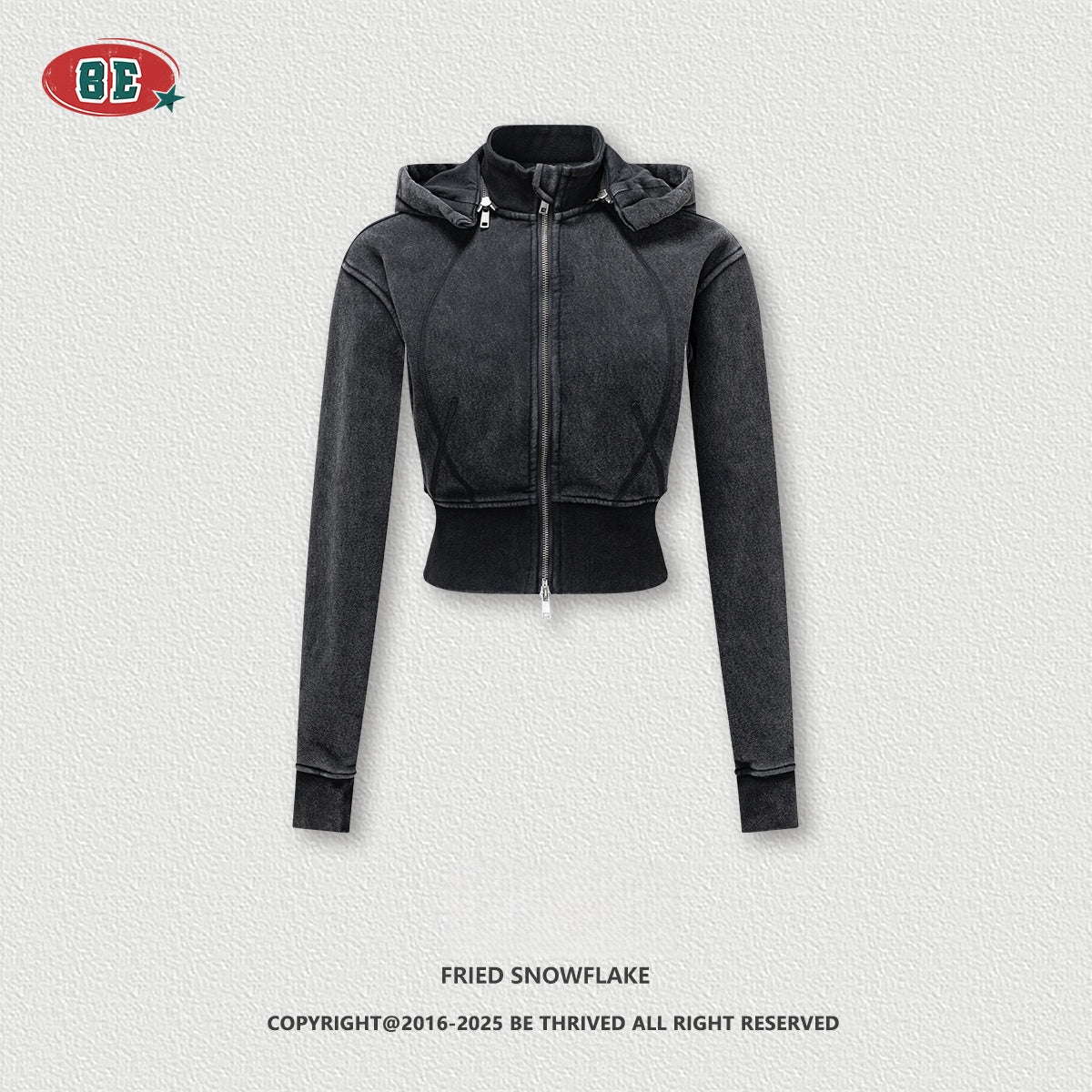 Women's Cropped Fleece Hoodie - Removable Hood, Fitted Zip-Up Jacket